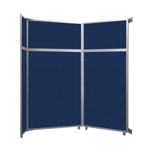 Operable Wall Folding Room Divider 7'11" x 8'5-1/4" Navy Blue Fabric